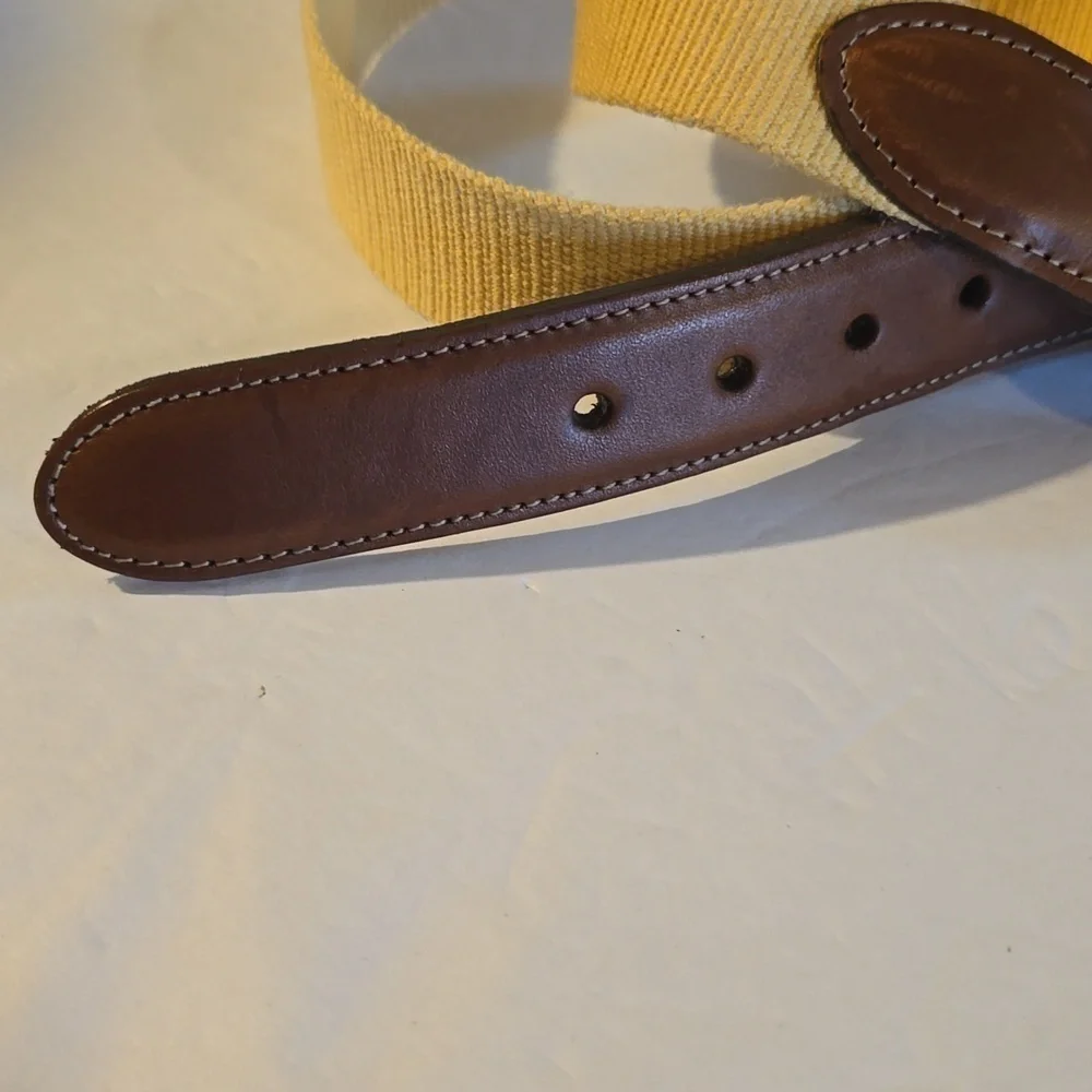 Torino Womens Yellow belt with brown leather ENDS Gold Buckle Sz.L